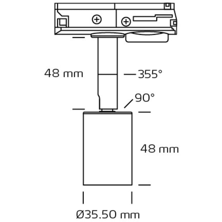 Spot Track light, 1F, GU10 ECO, eksklusiv lyskilde, mat hvid