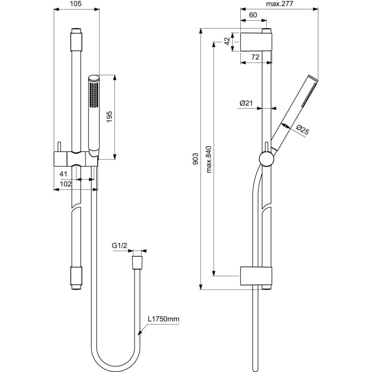 Ideal Standard Idealrain Pro brusesæt, vandbesparende,  krom