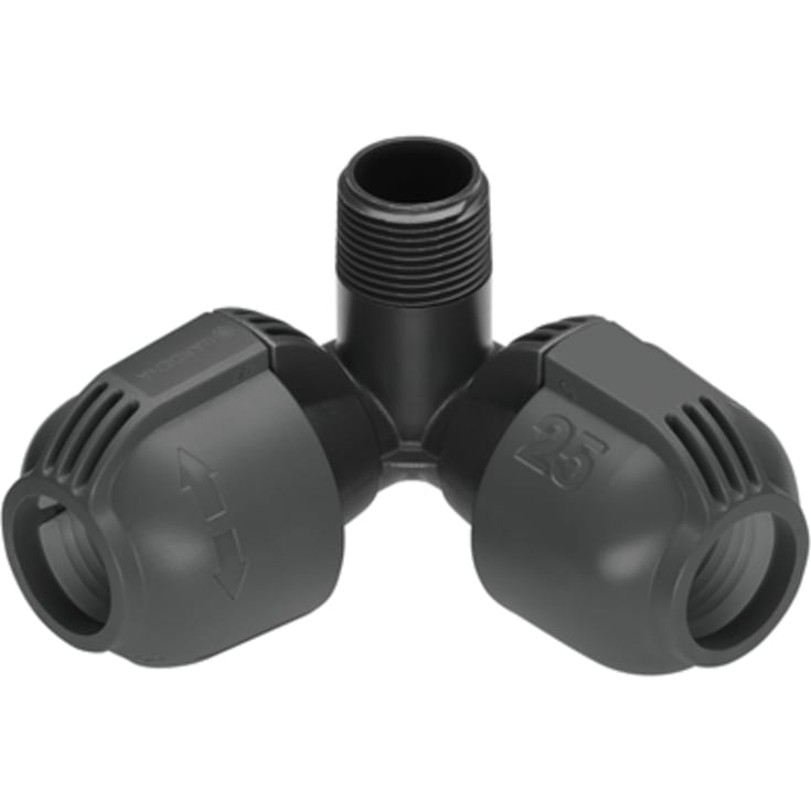 Gardena Pipeline hjørne T-stykke, 25 mm, 3/4" nippel
