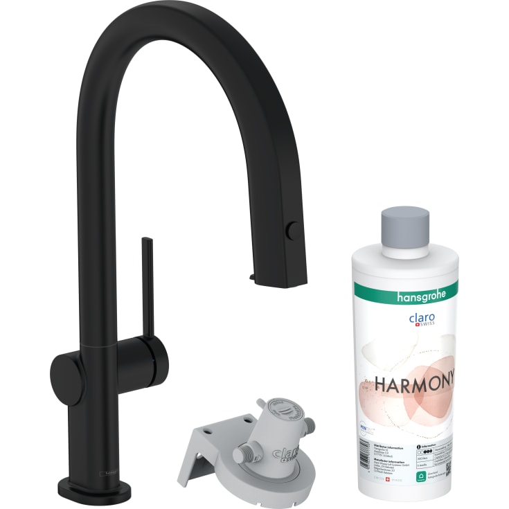 Hansgrohe Aqittura M91 köksblandare, utdragbar pip, filtrerat vatten, svart