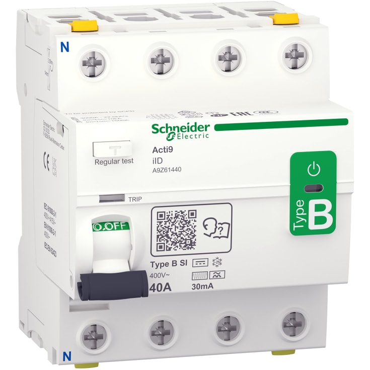 RCCB HPFI effektbryter 4P, 40A, 30mA, B-SI, AC/DC