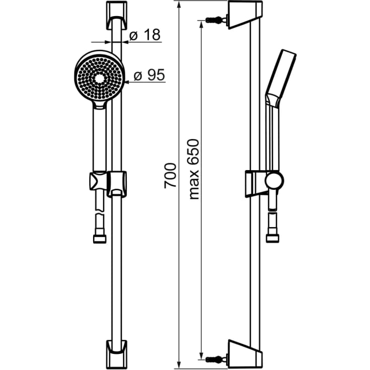 Oras Apollo Eco brusesæt, vandbesparende,  krom