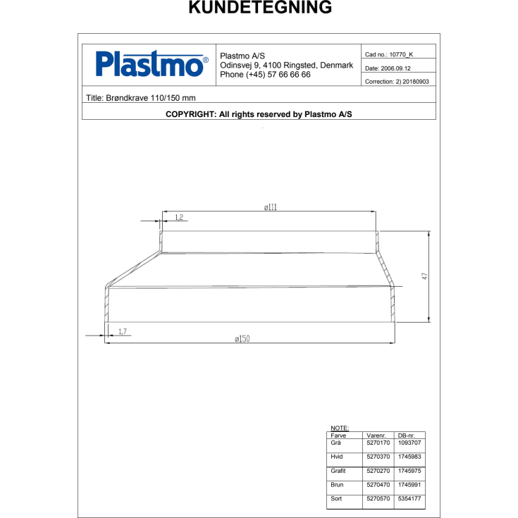 Plastmo brøndkrave 110 x 150 mm, sort