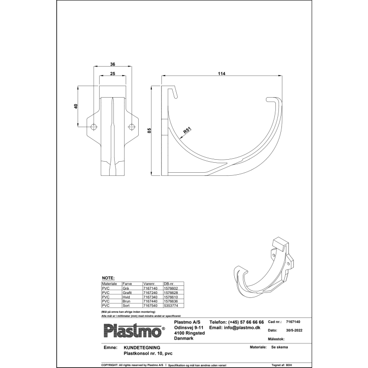 Plastmo brakett jern - rund 10" svart