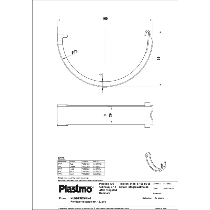 Plastmo rendejernskapsel nr. 12, grå