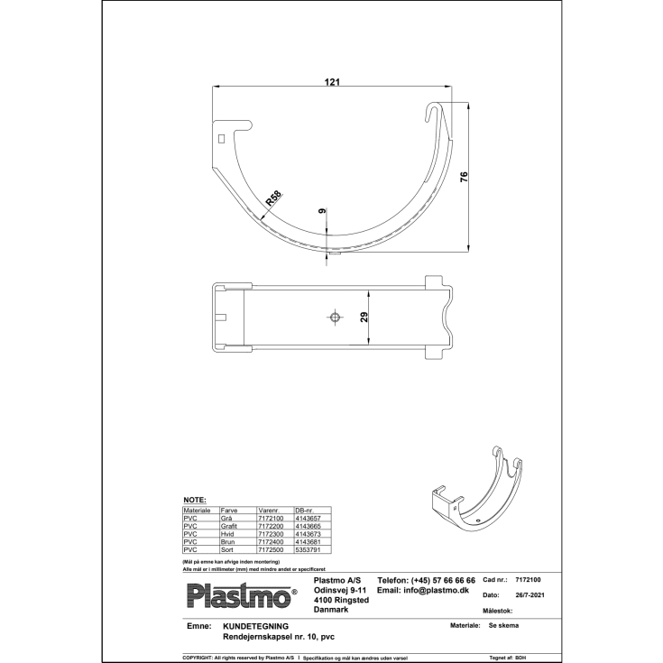 Plastmo rendejernskapsel nr. 10, hvid