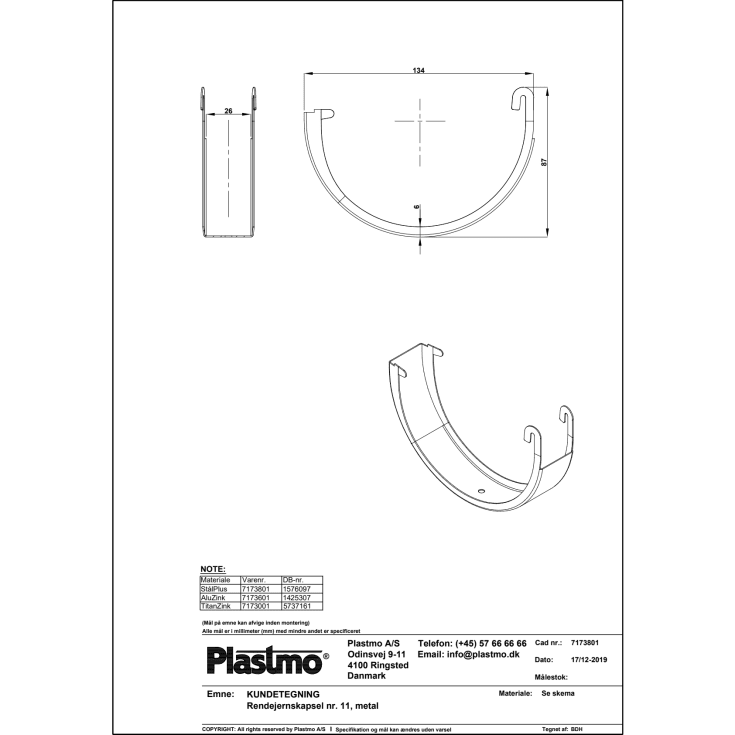 Plastmo rendejernskapsel nr. 11, zink