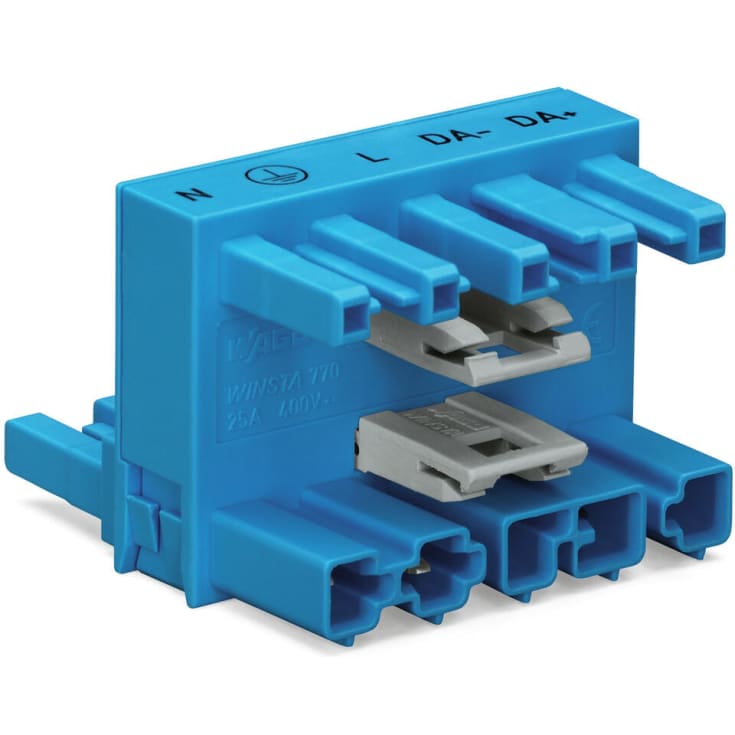 H-blok 5P kodn.I, 1 indgang 2 udgange, blå