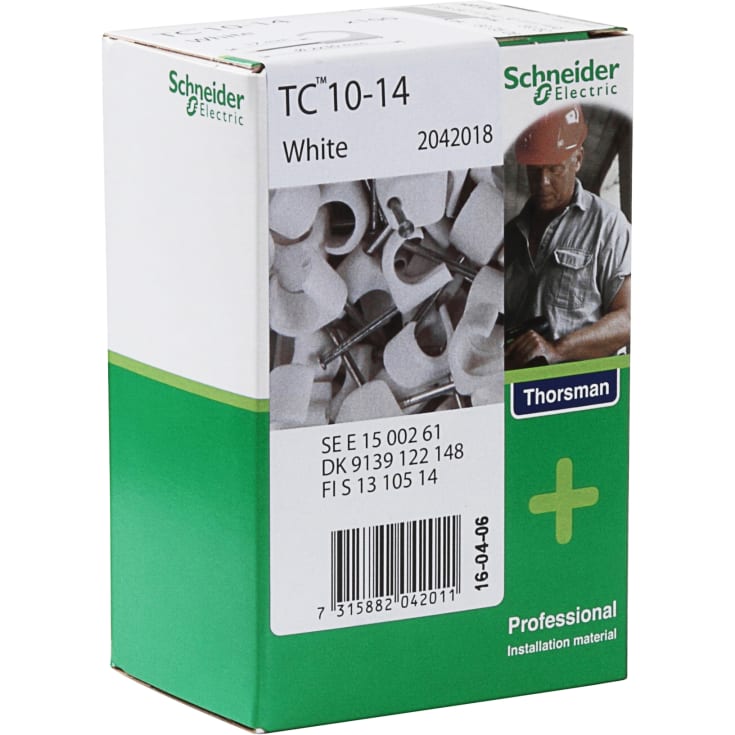 100 st Clips TC 10-14/30 mm, vit (100)
