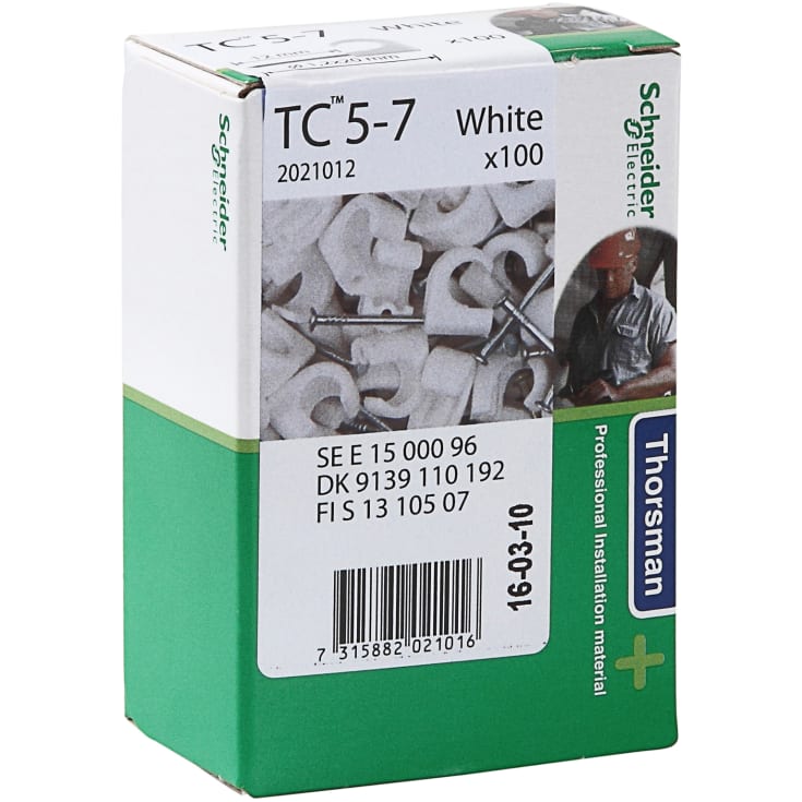 100 stk Schneider Electric Thorsman kabelclips 5-7 mm i hvid