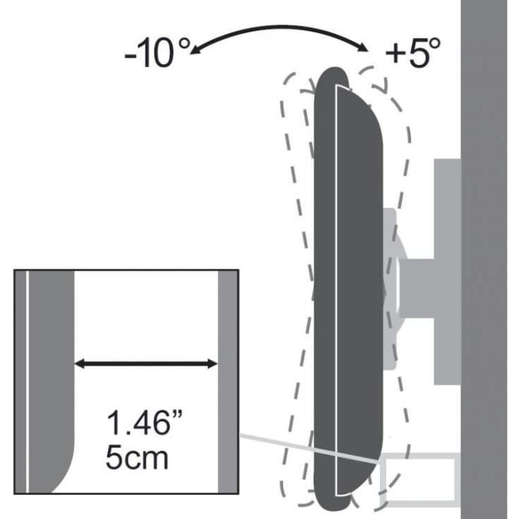 Fjernsynsbeslag tyndt med tiltning, 37-70"/35kg
