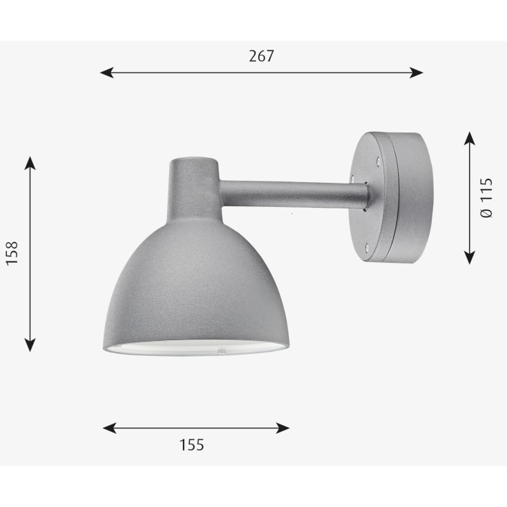 Louis Poulsen Toldbod 155 udendørs væglampe, aluminium