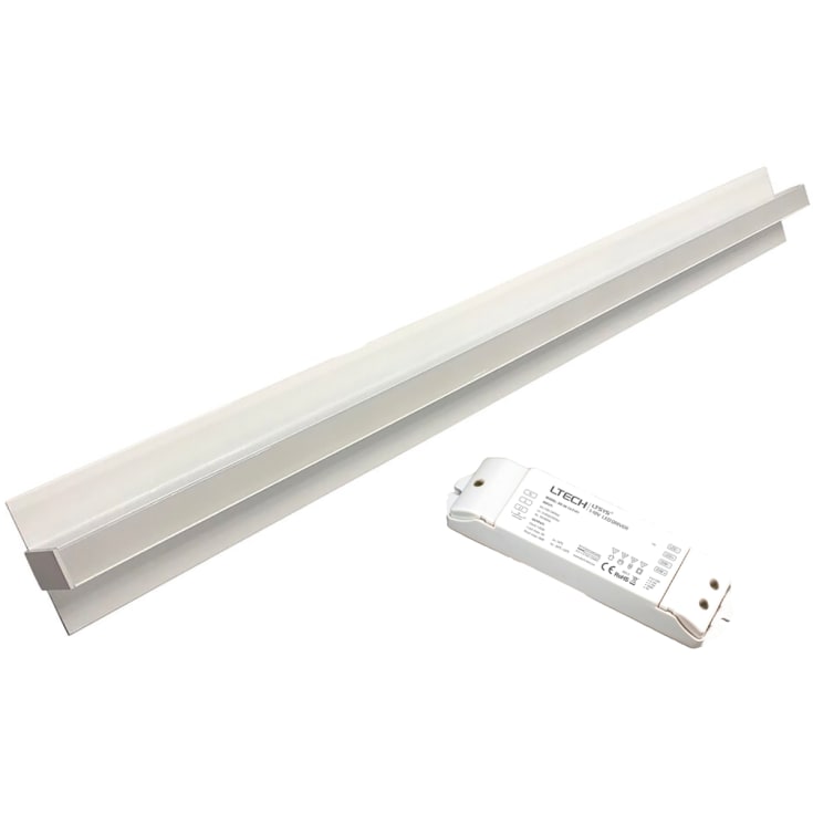 Green:ID planforsænket LED skinne til Troldtekt loft inkl. TRIAC driver på 120 cm med 3000K