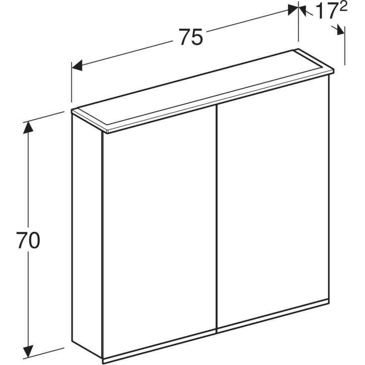 Ifö Option Plus speilskab med lys 75x70 cm