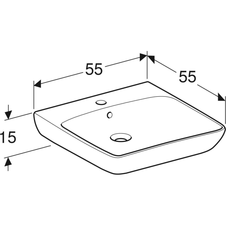 Geberit Renova Comfort håndvask, 55x55 cm, hvid