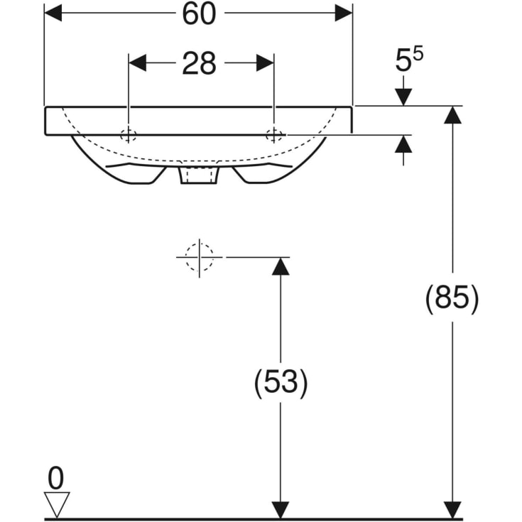 Geberit iCon Light servant, 60x48 cm, hvit