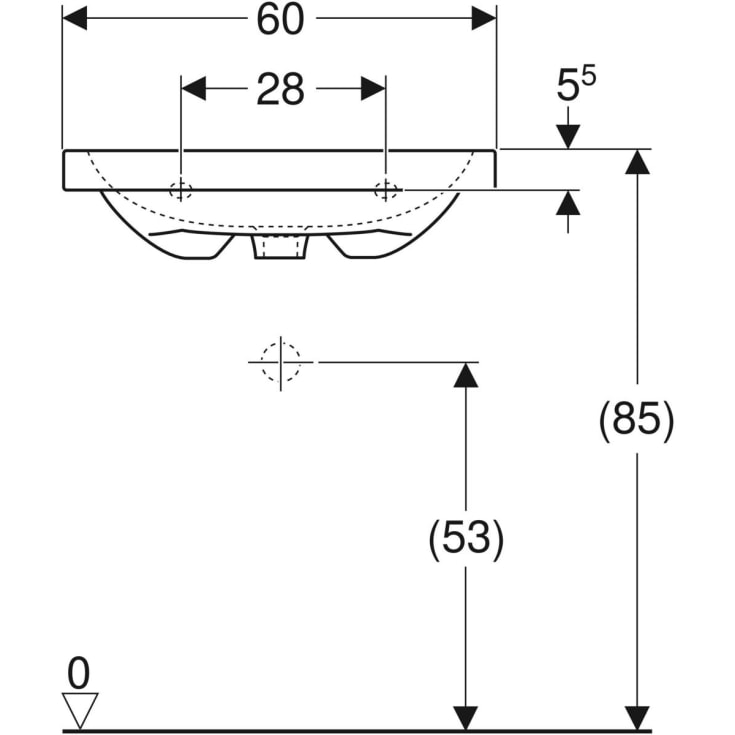 Geberit iCon Light servant, 60x48 cm, hvit