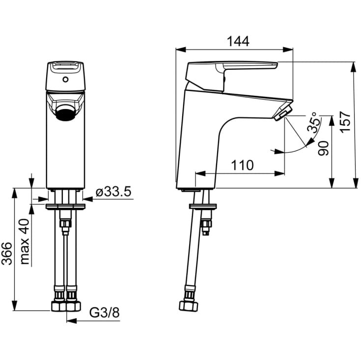 Oras Saga Eco håndvaskarmatur, krom