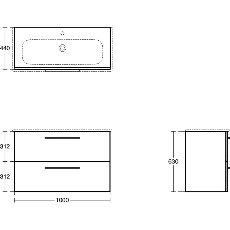 Ideal Standard i.life A 100 möbelpaket, 104x46 cm, ek
