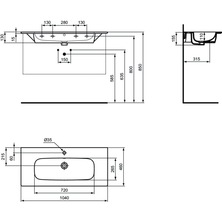 Ideal Standard i.life A møbelpakke, 104x46 cm, eg