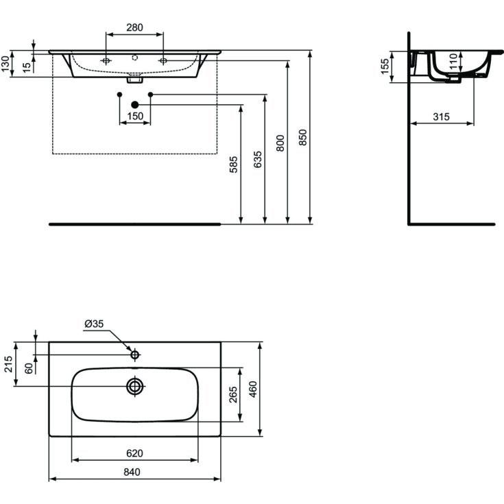 Ideal Standard i.life A møbelpakke, 84x46 cm, eg