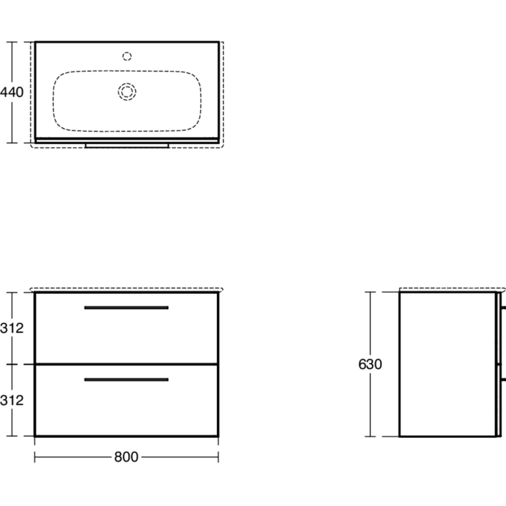 Ideal Standard i.life A 80 möbelpaket, 84x46 cm, ek