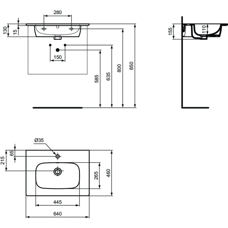 Ideal Standard i.life A møbelpakke, 64x46 cm, brun
