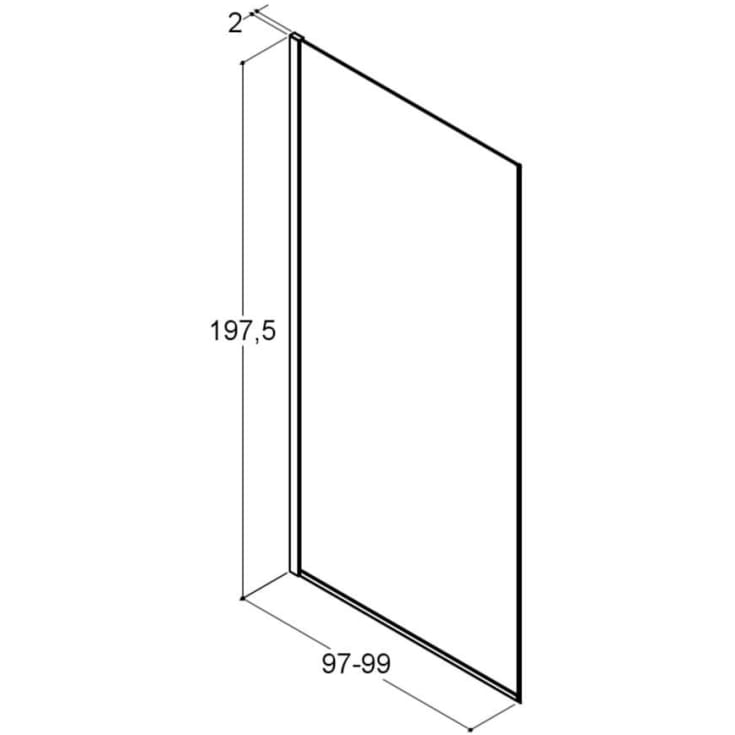 Dansani Match brusevæg, model D, 97 cm, klart glas, satin profil