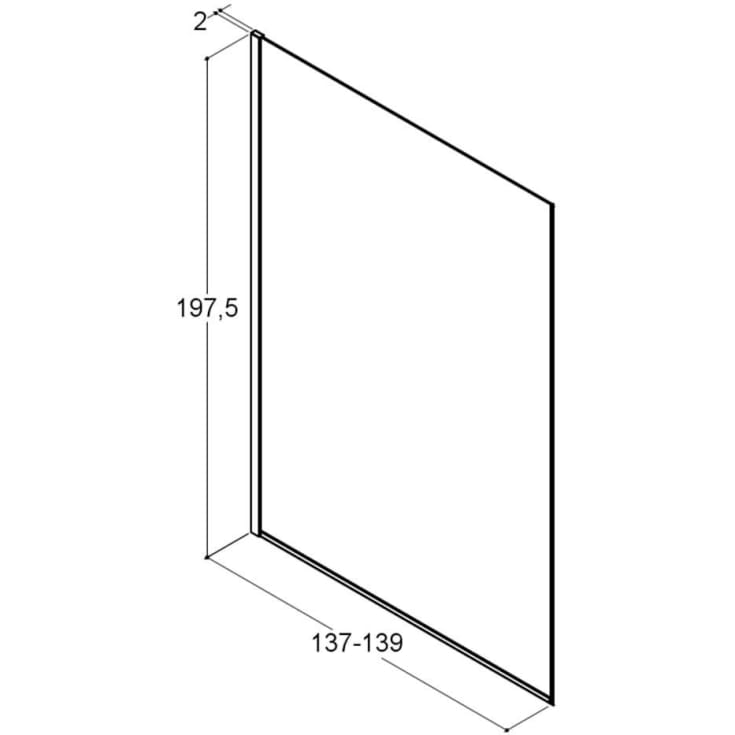 Dansani Match dusjvegg, modell D, 137 cm, klart glass, satin profil