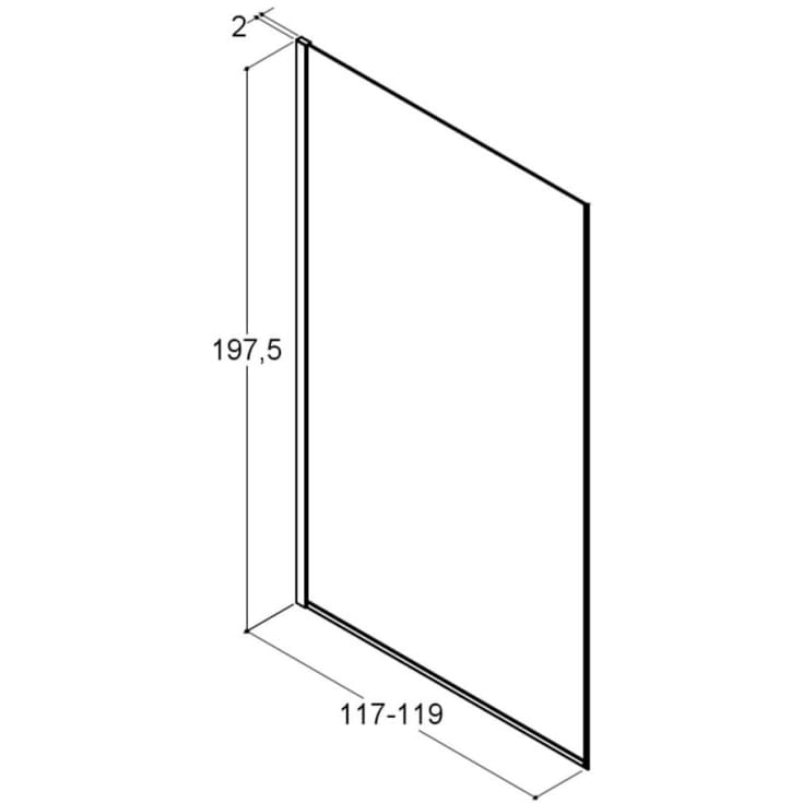 Dansani Match brusevæg, model D, 117 cm, klart glas, satin profil