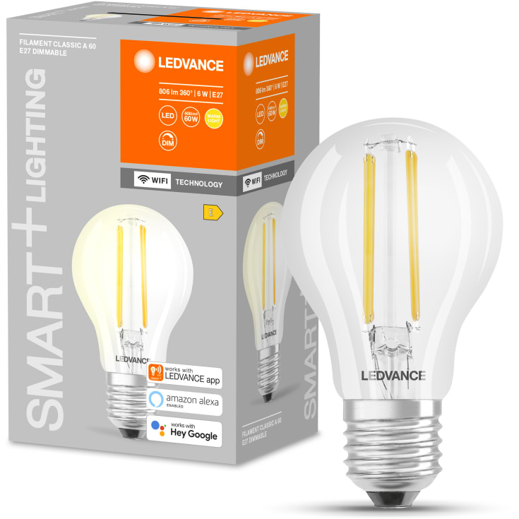 Ledvance Smart+ Wifi E27 standardpære, hvit lysfarge, 5,5W, 1-pak