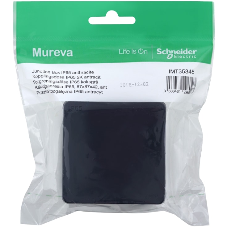 Gjør-det-selv-koblingsboks Mureva IP65 antrasittgrå RAL7016, 87x87x42