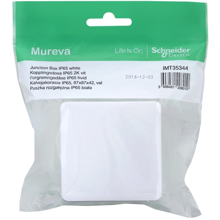 DIY koblingsboks Mureva IP65 hvit RAL9003, 87x87x42