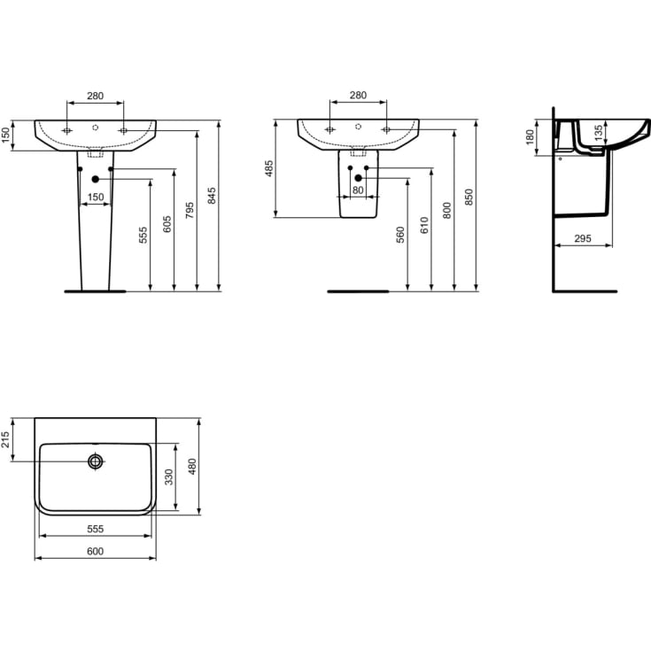 Ideal Standard i.life B tvättställ, 60x48 cm, vit