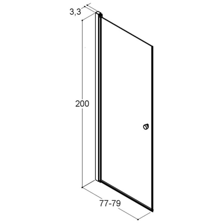 Dansani Match duschdörr, modell A, 77 cm, frostat glas, satin profil