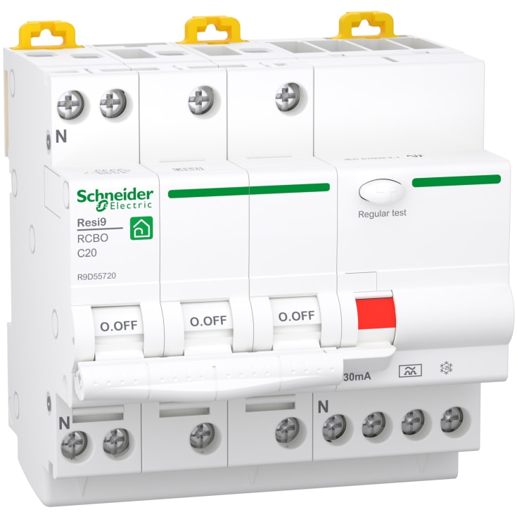 Resi9 Kombinasjonsbryter XP RCBO 3P+NC 20A 6kA, 30mA, klasse A, R9D55720