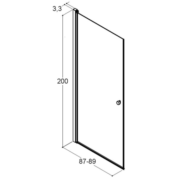 Dansani Match brusedør, model A, 87 cm, klart glas, satin profil