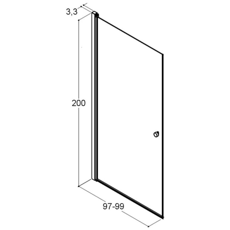Dansani Match brusedør, model A, 97 cm, klart glas, satin profil
