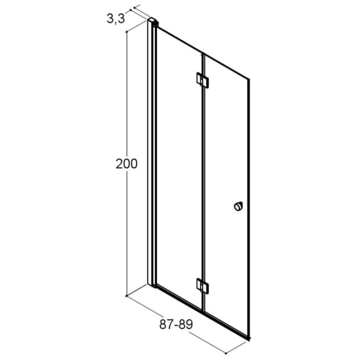 Dansani Match brusedør, model B, 87 cm, klart glas, satin profil