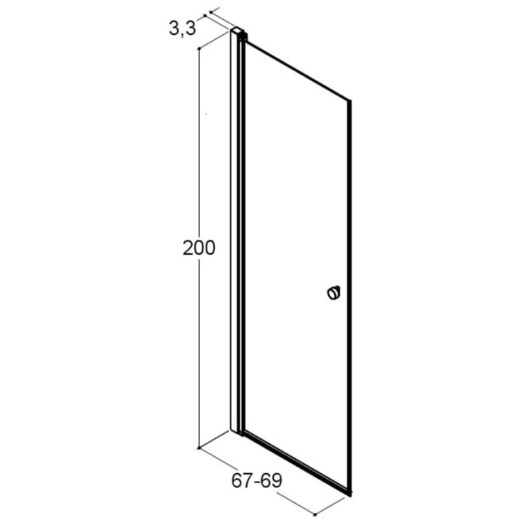 Dansani Match duschdörr, modell A, 67 cm, klart glas, svart profil