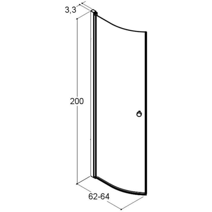 Dansani Match brusedør, model E, 62 cm, klart glas, satin profil