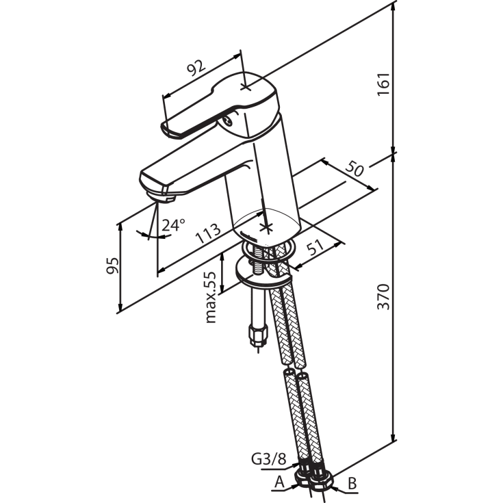 Damixa Pine håndvaskarmatur, krom