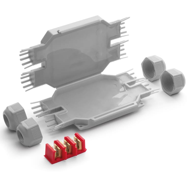 Raytech Koblingsboks med gel 105x65x25 mm, med klemme, 3x4 mm²