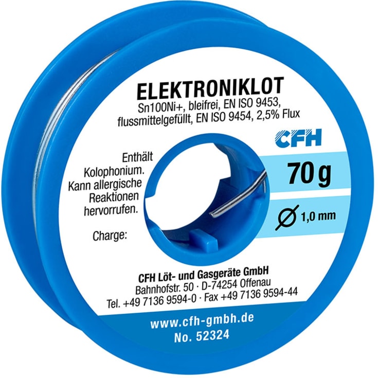 CFH loddetin EL324 ELEKTRONIK, blyfri, Ø1,0 mm, 70 g