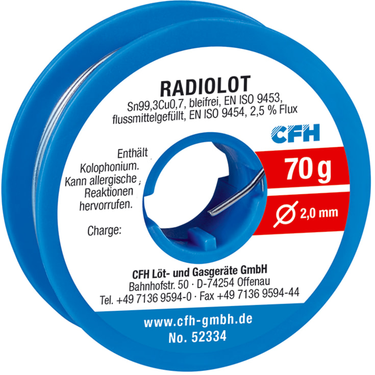 CFH loddetin RL334 RADIO, blyfri, Ø2,0 mm, 70 g