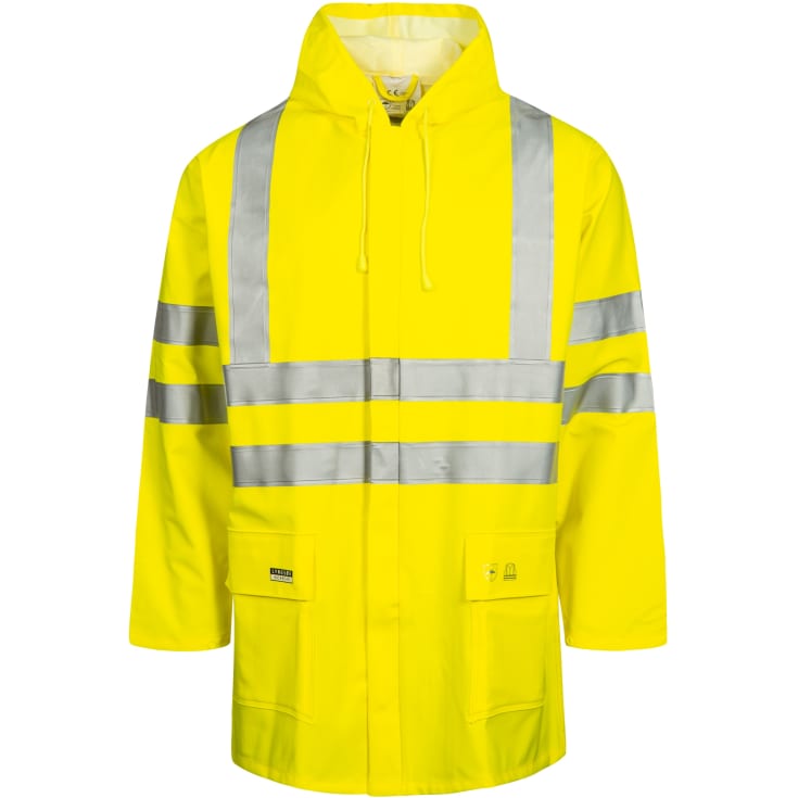 Lyngsøe PU/PVC regnjakke LR9055, High-Vis kl.3 gul, str. XL