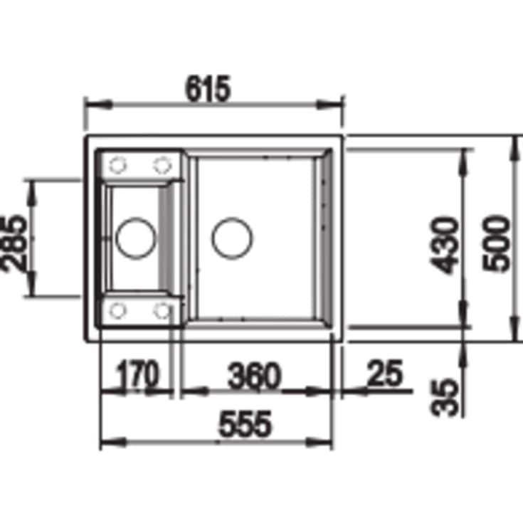 Blanco Metra 6 UX køkkenvask, 61,5x60 cm, grå