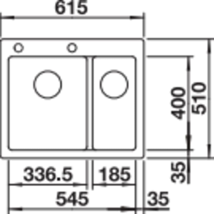 Blanco Pleon 6 Split UXI køkkenvask, 61,5x51 cm, råhvid