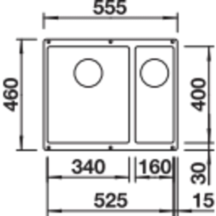 Blanco Subline 340/160-U UXI køkkenvask, 55,5x46 cm, grå