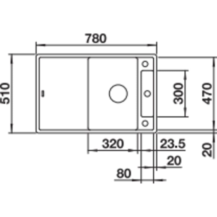 Blanco Axia III 45 S MXI køkkenvask, 78x51 cm, hvid